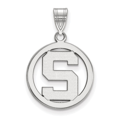Sterlingsilber Rhodiniert Logoart Michigan State University Buchstabe S Klein Kreis Anhänger