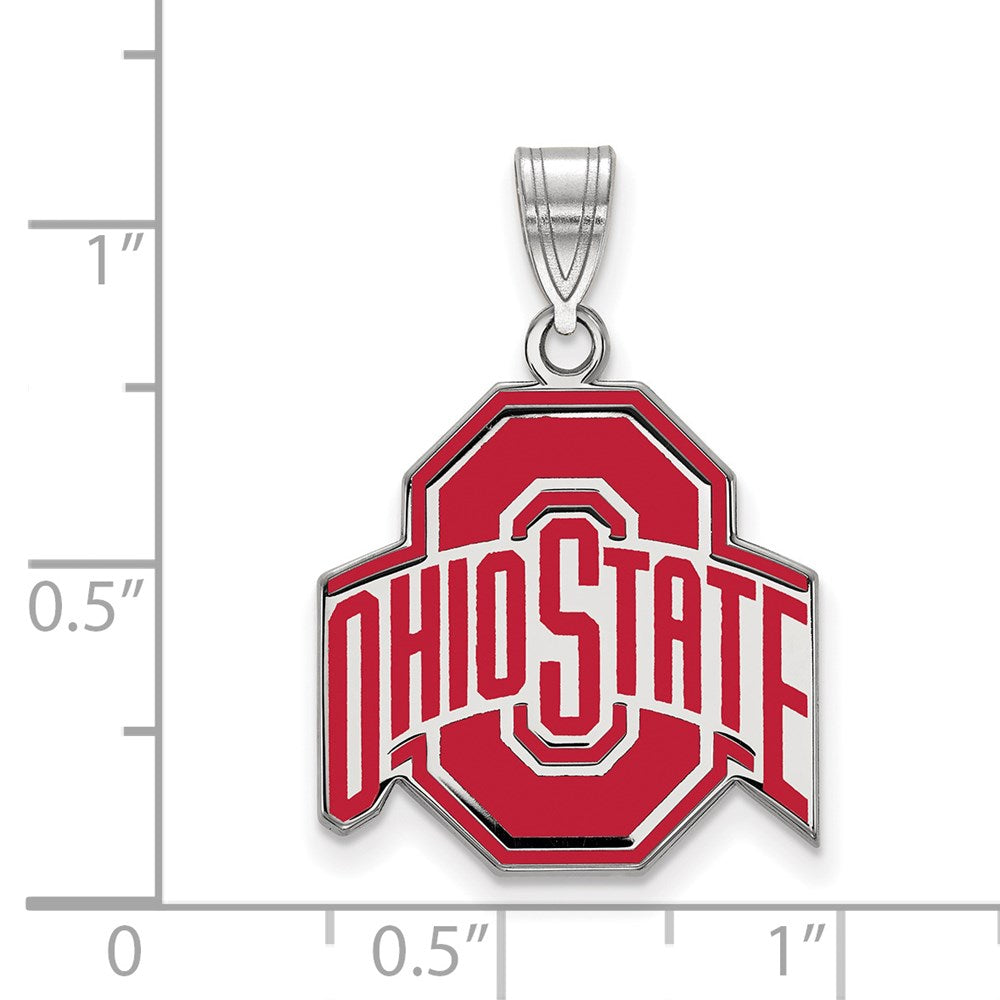 Sterlingsilber Rhodiniert Logoart The Ohio State University Groß Emailliert Anhänger