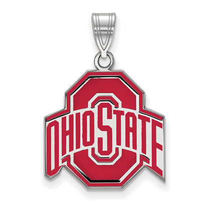Sterlingsilber Rhodiniert Logoart The Ohio State University Groß Emailliert Anhänger