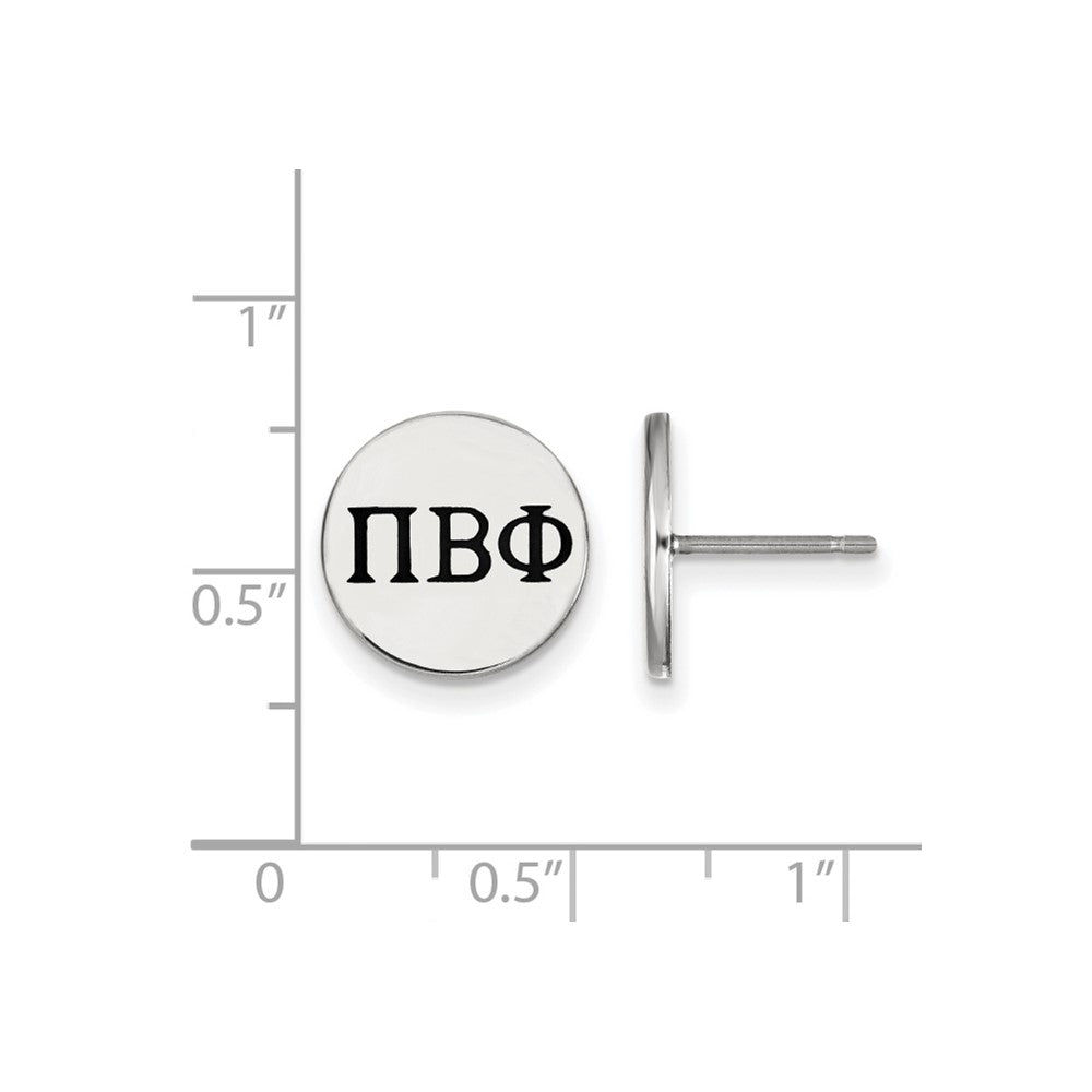 Sterlingsilber Rhodiniert Logoart Pi Beta Phi Sorority Greek Buchstaben Schwarz Emaille Ohrstecker