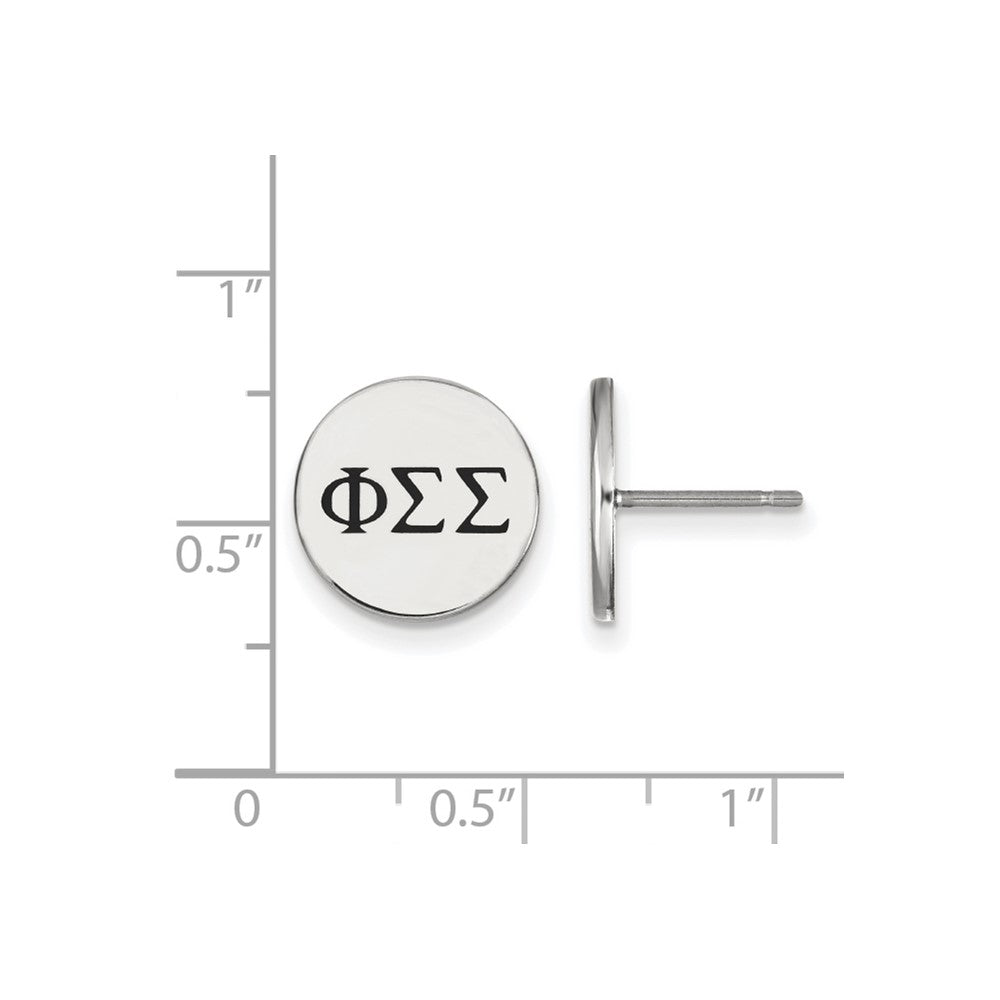 Sterlingsilber Rhodiniert Logoart Phi Sigma Sorority Greek Buchstaben Schwarz Emaille Ohrstecker