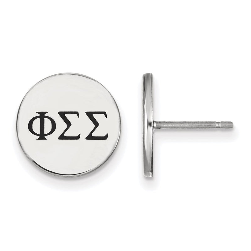 Sterlingsilber Rhodiniert Logoart Phi Sigma Sorority Greek Buchstaben Schwarz Emaille Ohrstecker
