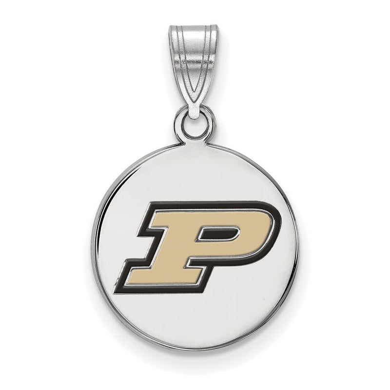 Sterlingsilber Rhodiniert Logoart Purdue University Buchstabe P Mittel Emailliert Plättchen Anhänger