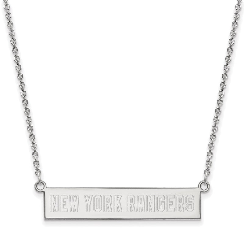 Sterlingsilber Rhodiniert Nhl Logoart New York Rangers Klein Stab 18 Zoll Halskette