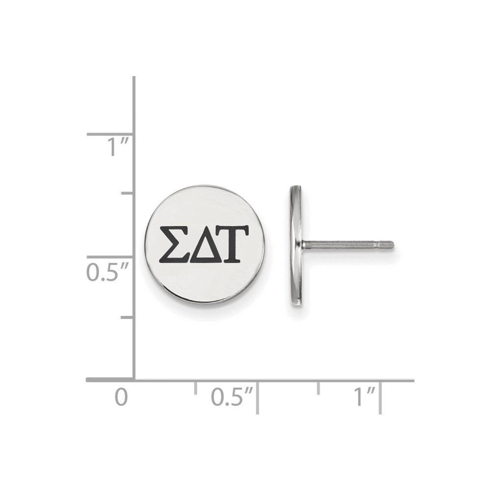 Sterlingsilber Rhodiniert Logoart Sigma Delta Tau Sorority Greek Buchstaben Schwarz Emaille Ohrstecker