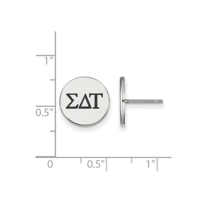Sterlingsilber Rhodiniert Logoart Sigma Delta Tau Sorority Greek Buchstaben Schwarz Emaille Ohrstecker