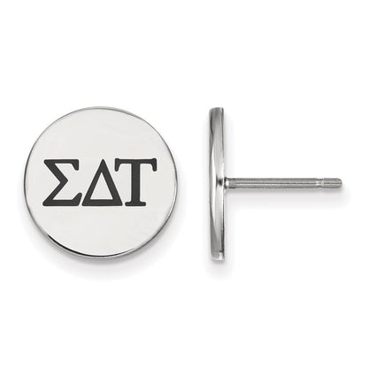 Sterlingsilber Rhodiniert Logoart Sigma Delta Tau Sorority Greek Buchstaben Schwarz Emaille Ohrstecker
