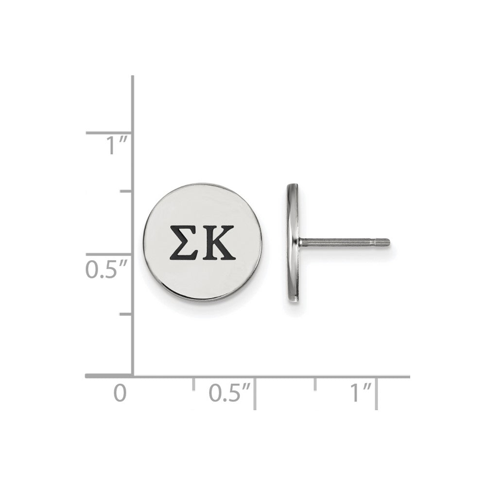 Sterlingsilber Rhodiniert Logoart Sigma Kappa Sorority Greek Buchstaben Schwarz Emaille Ohrstecker