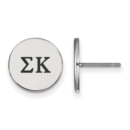 Sterlingsilber Rhodiniert Logoart Sigma Kappa Sorority Greek Buchstaben Schwarz Emaille Ohrstecker