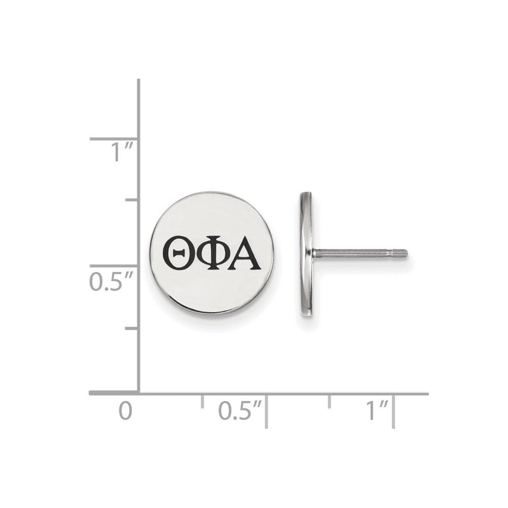 Sterlingsilber Rhodiniert Logoart Theta Phi Alpha Sorority Greek Buchstaben Schwarz Emaille Ohrstecker