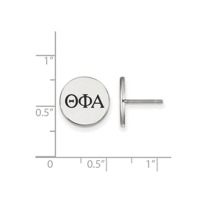 Sterlingsilber Rhodiniert Logoart Theta Phi Alpha Sorority Greek Buchstaben Schwarz Emaille Ohrstecker