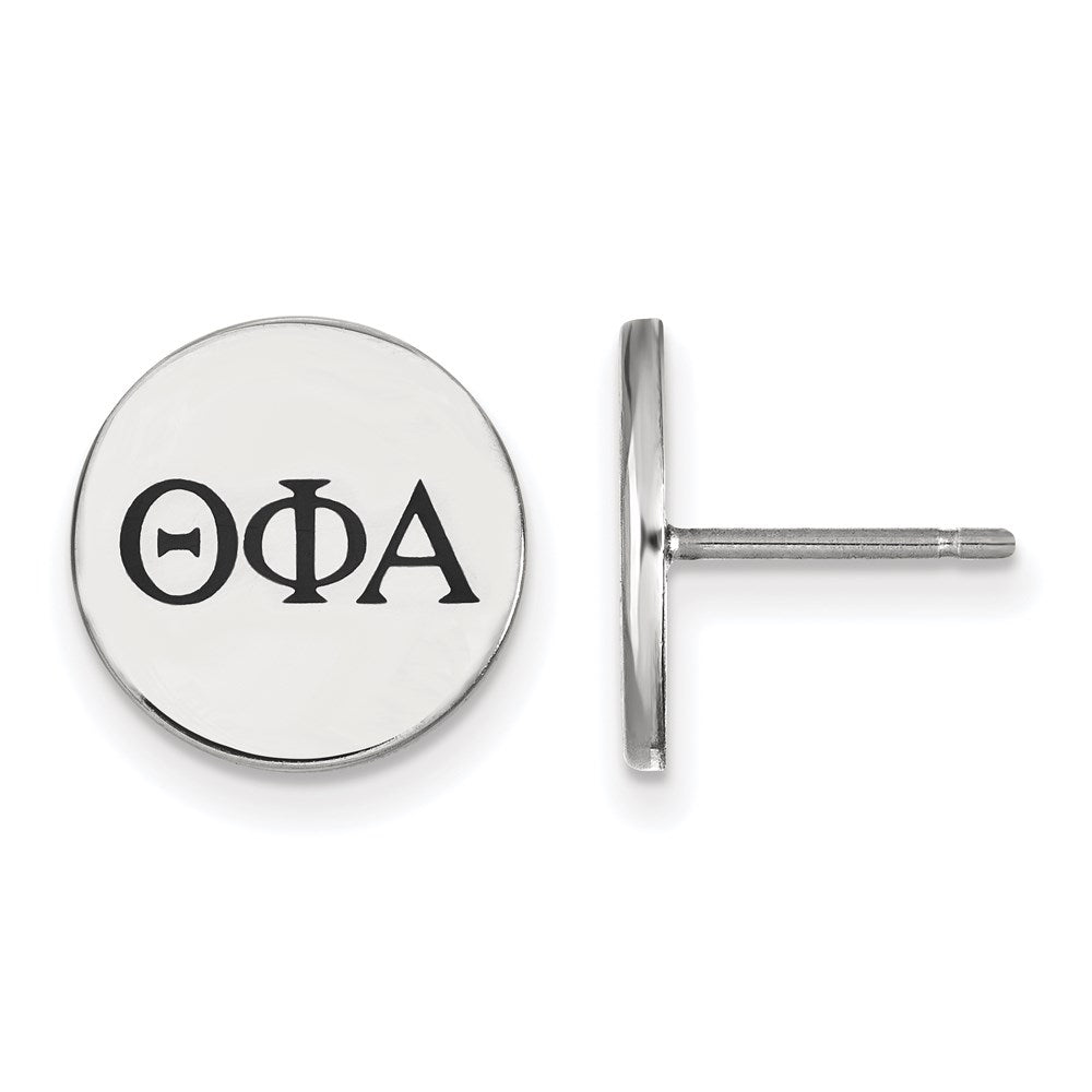 Sterlingsilber Rhodiniert Logoart Theta Phi Alpha Sorority Greek Buchstaben Schwarz Emaille Ohrstecker