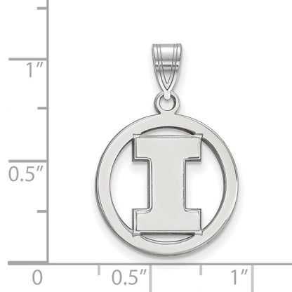 Sterlingsilber Rhodiniert Logoart University Of Illinois Buchstabe I Mittel Kreis Anhänger