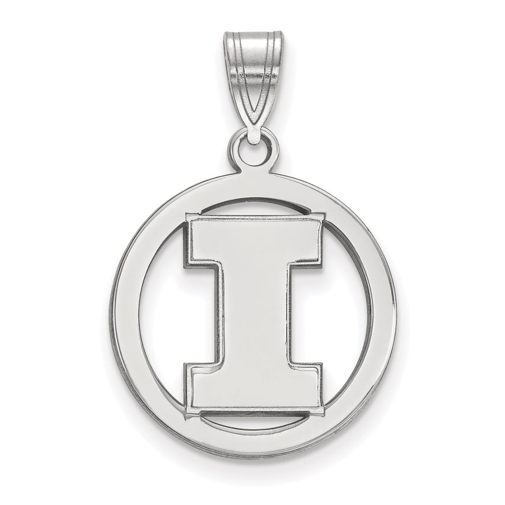 Sterlingsilber Rhodiniert Logoart University Of Illinois Buchstabe I Mittel Kreis Anhänger