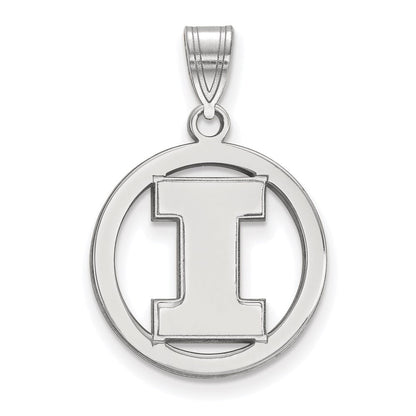 Sterlingsilber Rhodiniert Logoart University Of Illinois Buchstabe I Mittel Kreis Anhänger