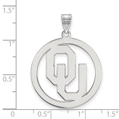 Sterlingsilber Rhodiniert Logoart University Of Oklahoma O U Extra Groß Kreis Anhänger