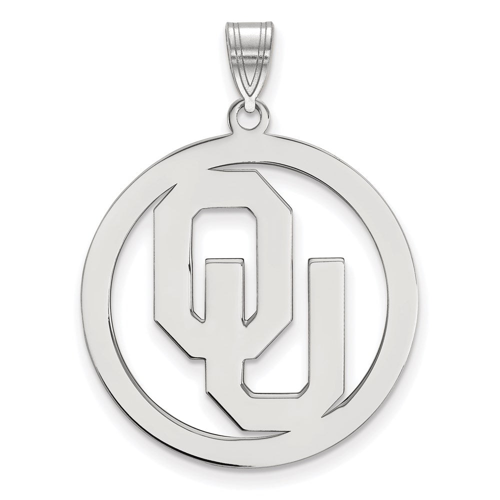 Sterlingsilber Rhodiniert Logoart University Of Oklahoma O U Extra Groß Kreis Anhänger