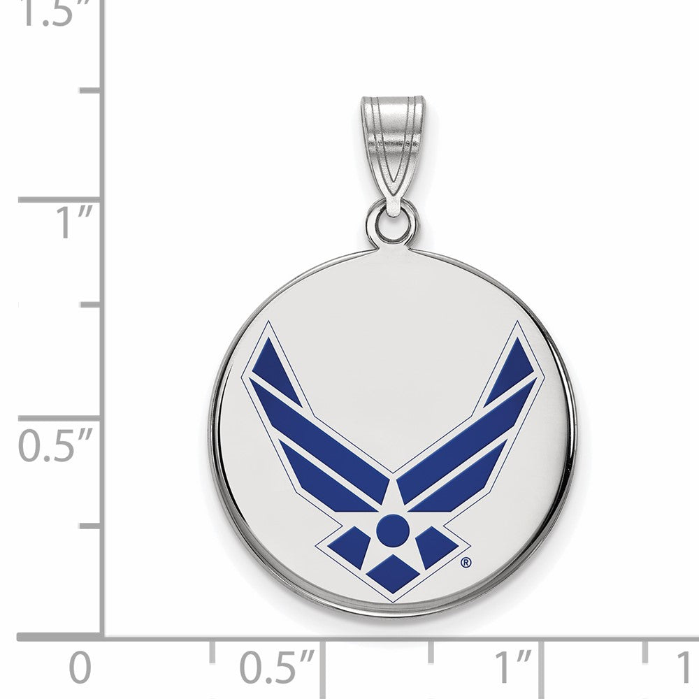 Sterlingsilber Rhodiniert Logoart U.s. Luft Kraft Lg Emaille Plättchen Anhänger