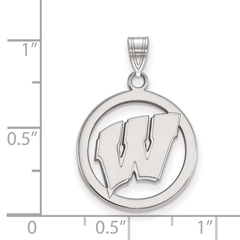 Sterlingsilber Rhodiniert Logoart University Of Wisconsin Buchstabe W Mittel Kreis Anhänger