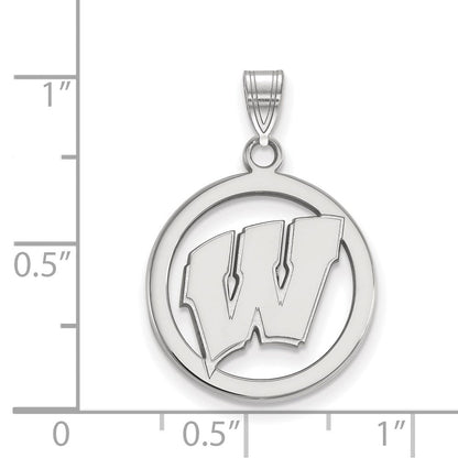 Sterlingsilber Rhodiniert Logoart University Of Wisconsin Buchstabe W Mittel Kreis Anhänger
