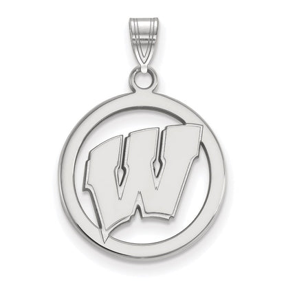 Sterlingsilber Rhodiniert Logoart University Of Wisconsin Buchstabe W Mittel Kreis Anhänger
