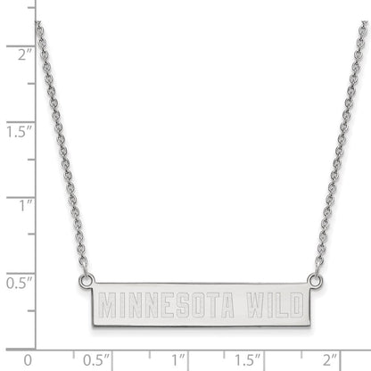 Sterlingsilber Rhodiniert Nhl Logoart Minnesota Wild Klein Stab 18 Zoll Halskette