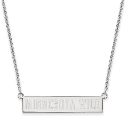 Sterlingsilber Rhodiniert Nhl Logoart Minnesota Wild Klein Stab 18 Zoll Halskette