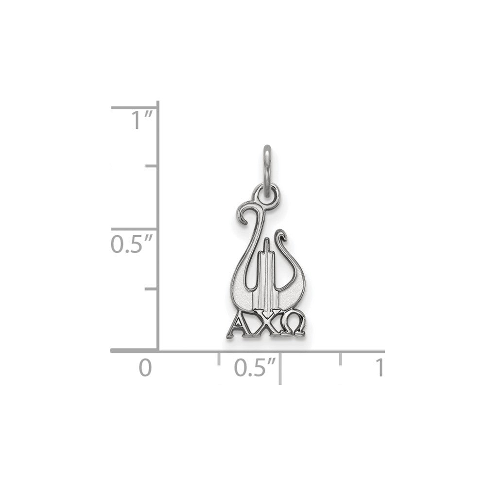 Sterlingsilber Rhodiniert Logoart Alpha Chi Omega Sorority Symbol Klein Anhänger