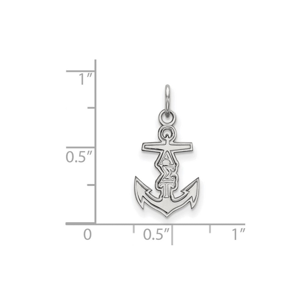 Sterlingsilber Rhodiniert Logoart Alpha Sigma Tau Sorority Symbol Extra Klein Anhänger