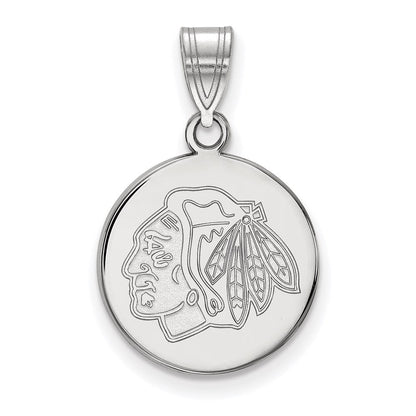 10K Weißgold Nhl Logoart Chicago Blackhawks Mittel Plättchen Anhänger