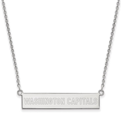 Sterlingsilber Rhodiniert Nhl Logoart Washington Capitals Klein Stab 18 Zoll Halskette