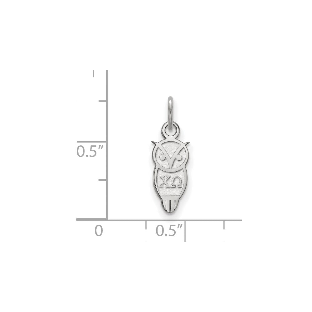 Sterlingsilber Rhodiniert Logoart Chi Omega Sorority Symbol Extra Klein Anhänger