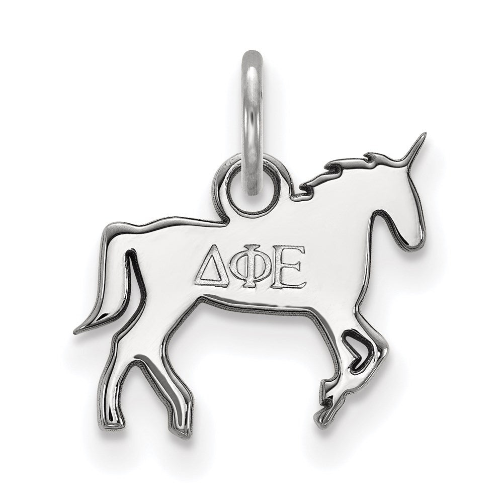 Sterlingsilber Rhodiniert Logoart Delta Phi Epsilon Sorority Symbol Extra Klein Anhänger
