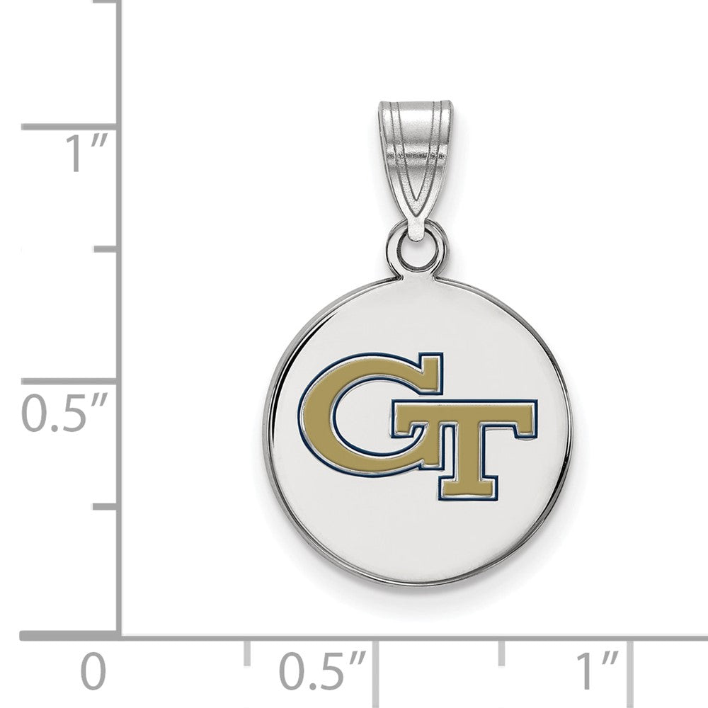 Sterlingsilber Rhodiniert Logoart Georgia Institut Of Technologie G T Mittel Emailliert Plättchen Anhänger