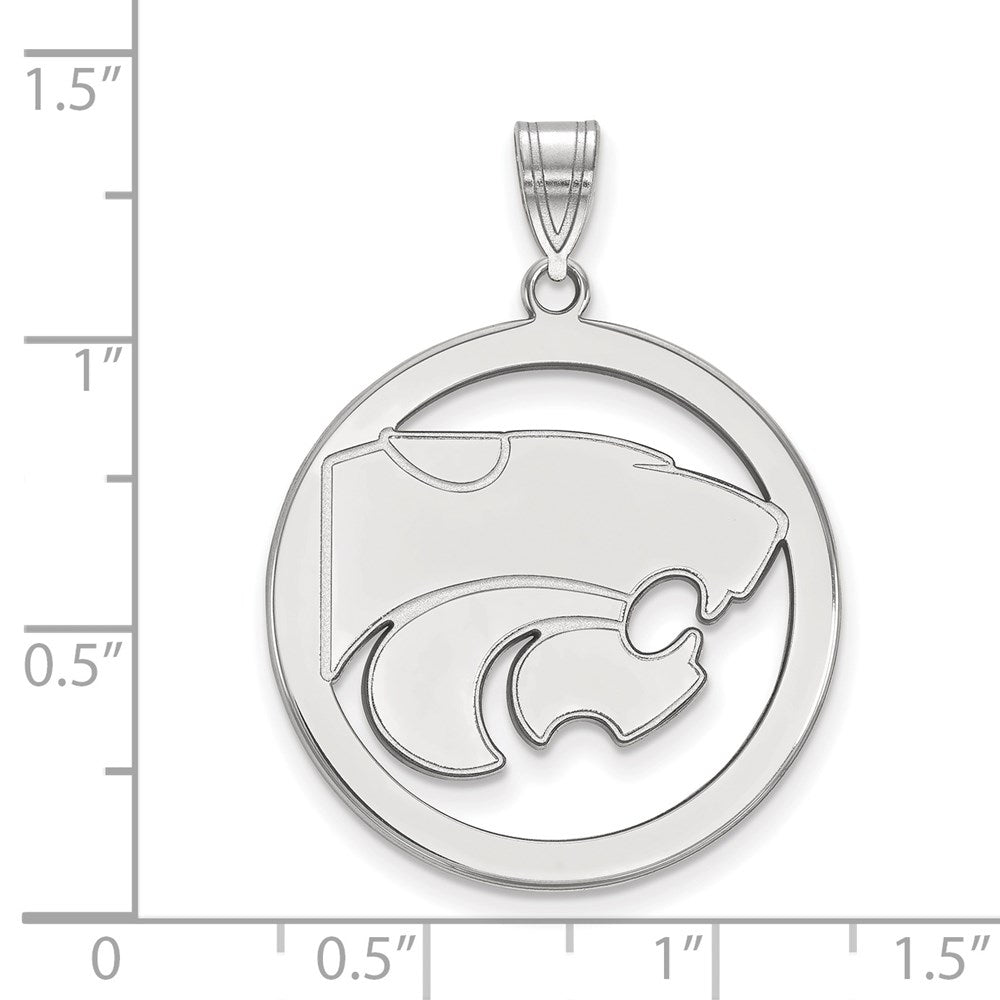 Sterlingsilber Rhodiniert Logoart Kansas State University Wildkatze Extra Groß Kreis Anhänger