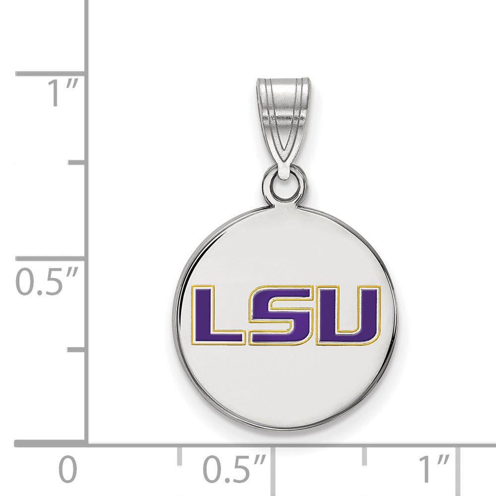 Sterlingsilber Rhodiniert Logoart Louisiana State University L S U Mittel Emailliert Plättchen Anhänger