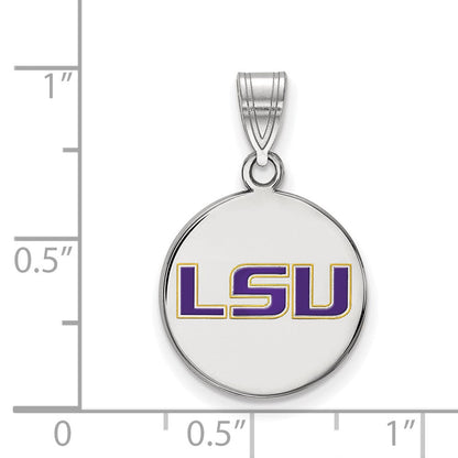 Sterlingsilber Rhodiniert Logoart Louisiana State University L S U Mittel Emailliert Plättchen Anhänger