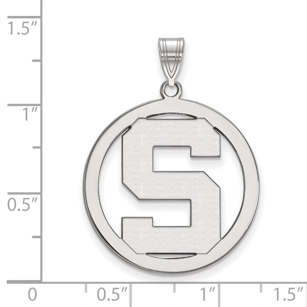 Sterlingsilber Rhodiniert Logoart Michigan State University Buchstabe S Groß Kreis Anhänger