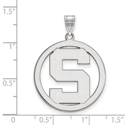 Sterlingsilber Rhodiniert Logoart Michigan State University Buchstabe S Groß Kreis Anhänger
