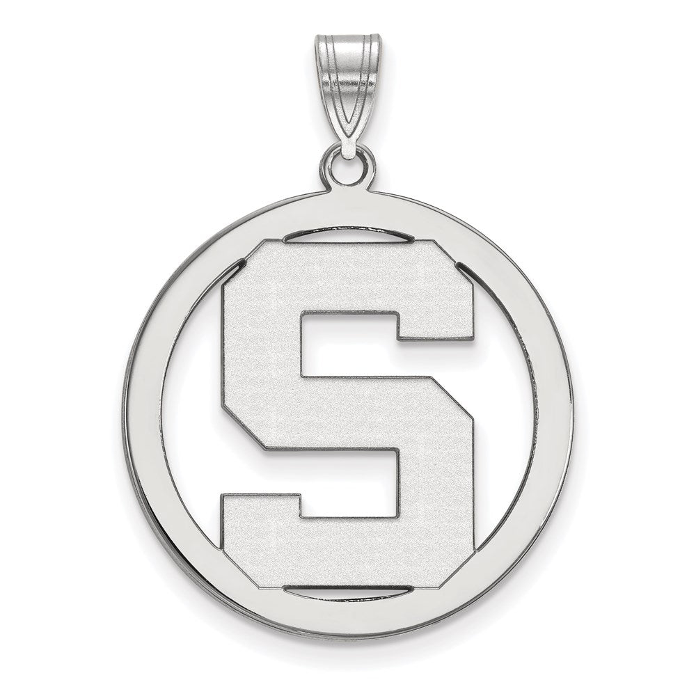 Sterlingsilber Rhodiniert Logoart Michigan State University Buchstabe S Groß Kreis Anhänger