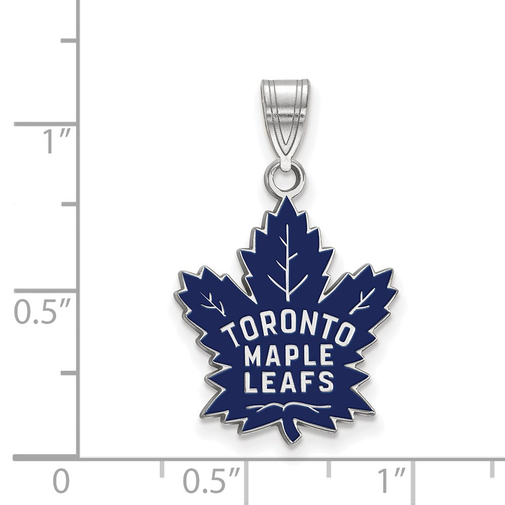Sterlingsilber Rhodiniert Nhl Logoart Toronto Maple Leafs Groß Emailliert Anhänger