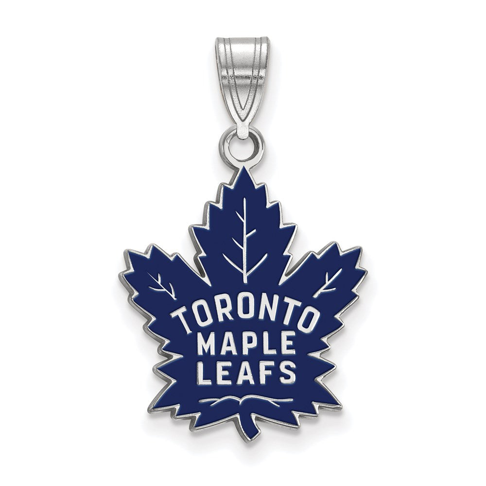 Sterlingsilber Rhodiniert Nhl Logoart Toronto Maple Leafs Groß Emailliert Anhänger