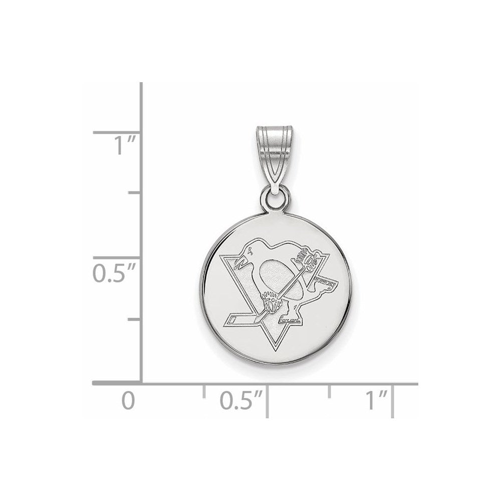Sterlingsilber Rhodiniert Nhl Logoart Pittsburgh Penguins Mittel Plättchen Anhänger