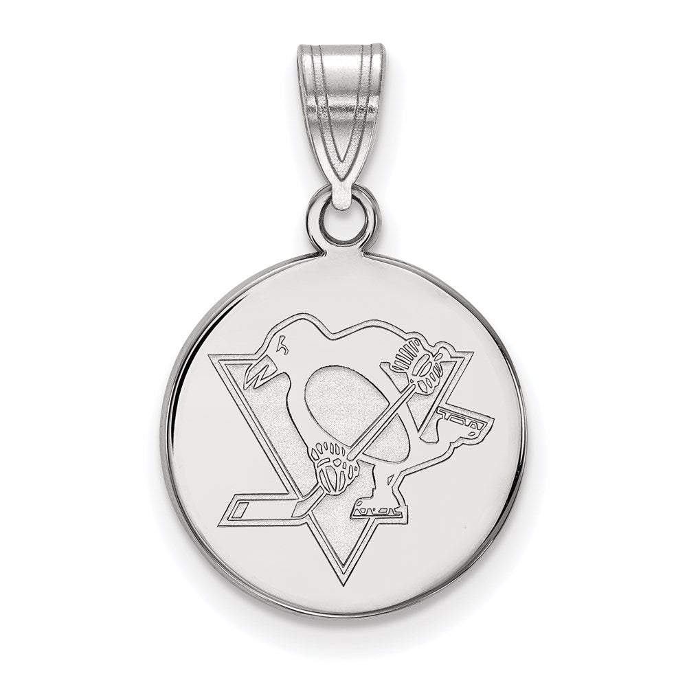 Sterlingsilber Rhodiniert Nhl Logoart Pittsburgh Penguins Mittel Plättchen Anhänger