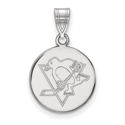 10K Weißgold Nhl Logoart Pittsburgh Penguins Mittel Plättchen Anhänger