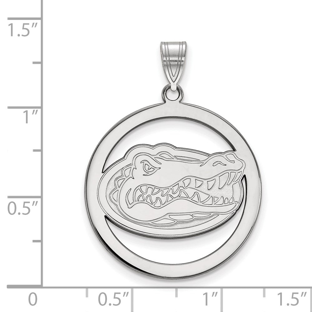 Sterlingsilber Rhodiniert Logoart University Of Florida Gator Extra Groß Kreis Anhänger