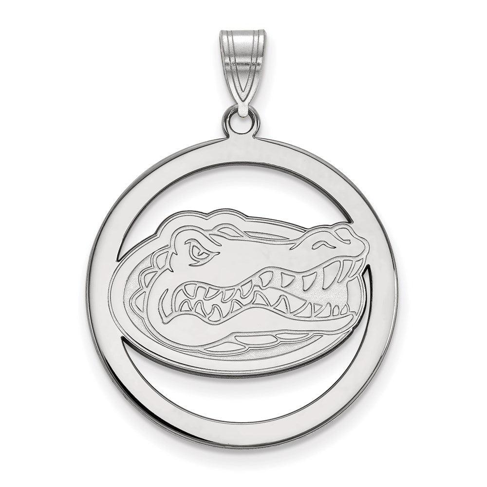 Sterlingsilber Rhodiniert Logoart University Of Florida Gator Extra Groß Kreis Anhänger