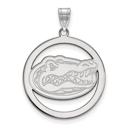 Sterlingsilber Rhodiniert Logoart University Of Florida Gator Extra Groß Kreis Anhänger