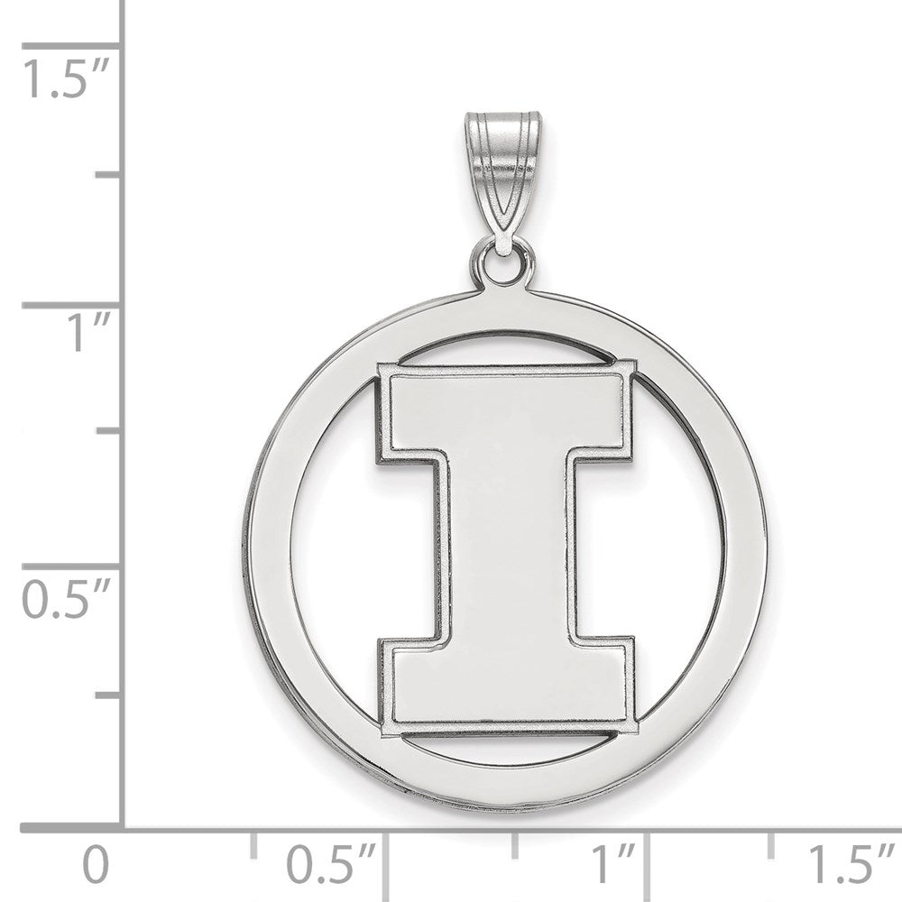 Sterlingsilber Rhodiniert Logoart University Of Illinois Buchstabe I Extra Groß Kreis Anhänger