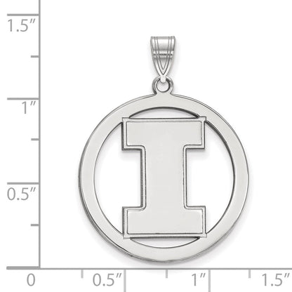 Sterlingsilber Rhodiniert Logoart University Of Illinois Buchstabe I Extra Groß Kreis Anhänger